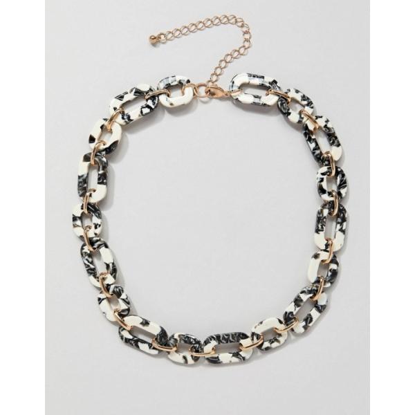 Collana con catena contrasto in denim con catenina oro Asos Design