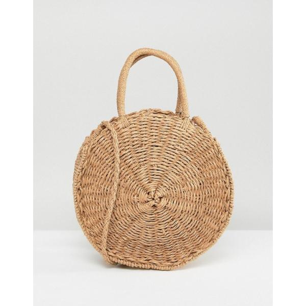 Borsa a tracolla con zip in paglia con tasca interna beige Stradivarius