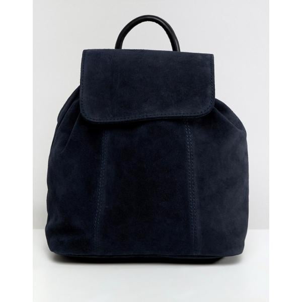 Zaino con manico effetto scamosciato con coulisse in denim con tasca interna Asos Design
