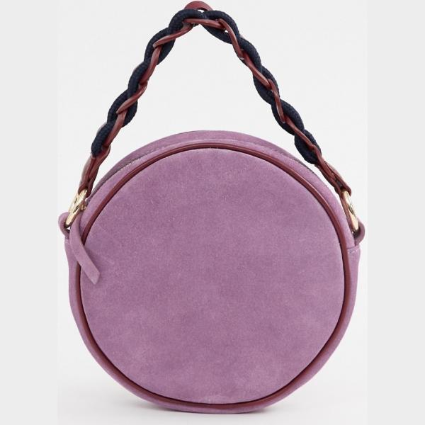 Borsa a tracolla con cinturino effetto scamosciato con zip in denim con manico forma intrecciata Asos Design