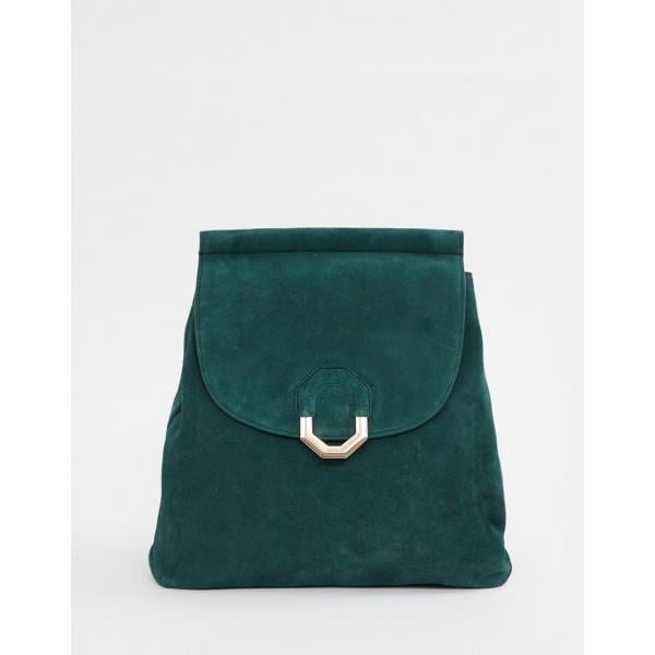Zaino con anello effetto scamosciato con spalline in denim Asos Design