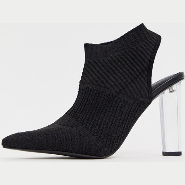 Scarpe petite con tacco alto a punta in in maglia Asos Design
