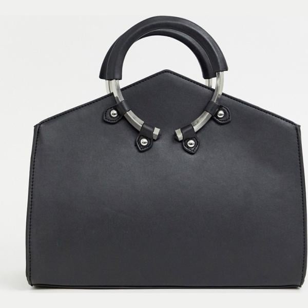 Anello forma asimmetrica con manico e zip in denim con tasca interna Asos Design