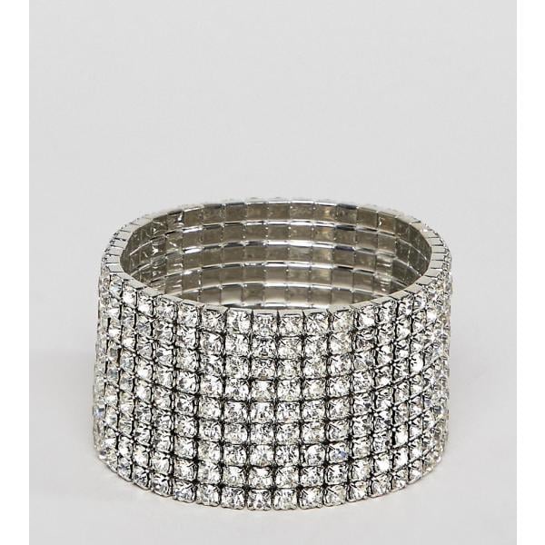 Bracciale con strass effetto scamosciato girocollo elasticizzato argento e oro DesignB London