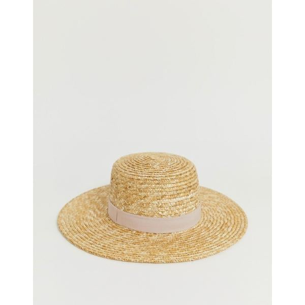 Cappello con fasce in paglia beige Asos Design