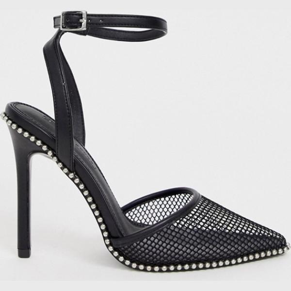 Scarpe con borchie e tacco alto a punta in denim Asos Design