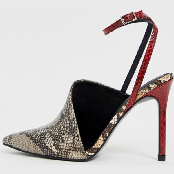 Scarpe con stampa e tacco alto in denim Asos Design