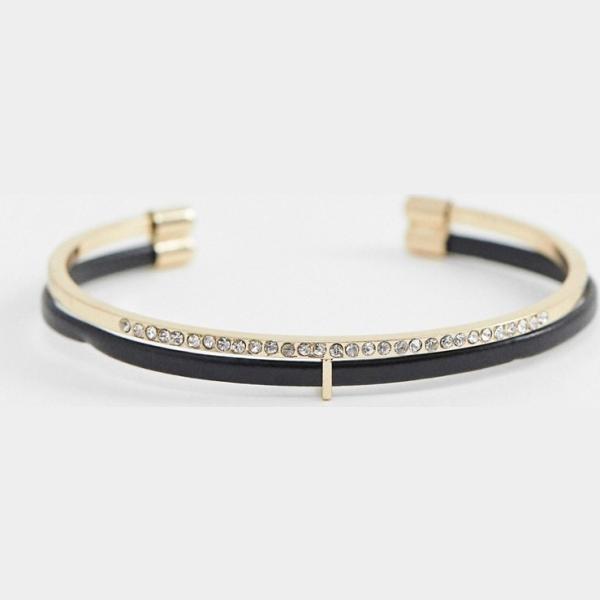 Bracciale in pelle sintetica rigido oro River Island