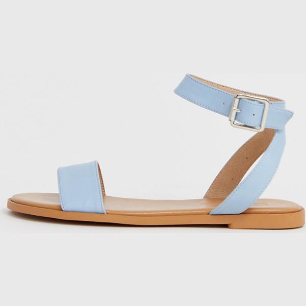 Sandali collo aperto pianta larga in denim suola piatta Asos Design