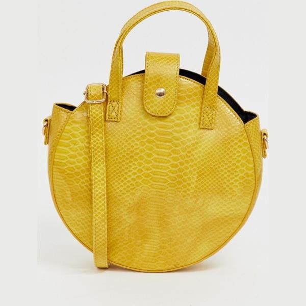 Borsa a tracolla motivo serpente con tasca interna giallo PrettyLittleThing