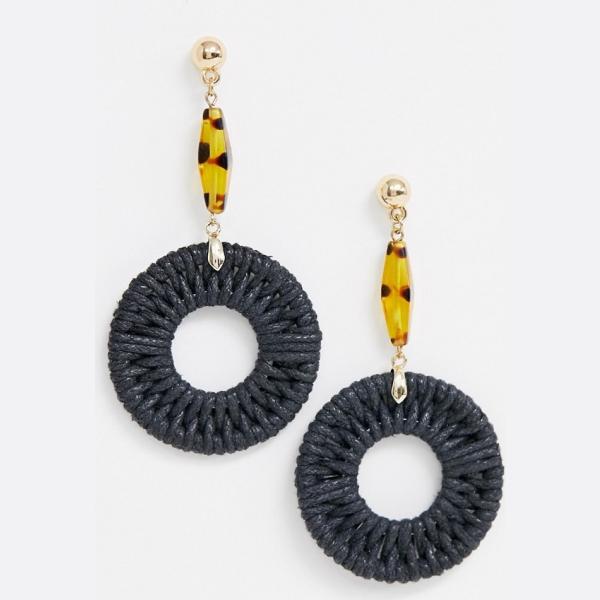 Orecchini pendenti farfalla collo aperto in denim forma intrecciata oro Asos Design