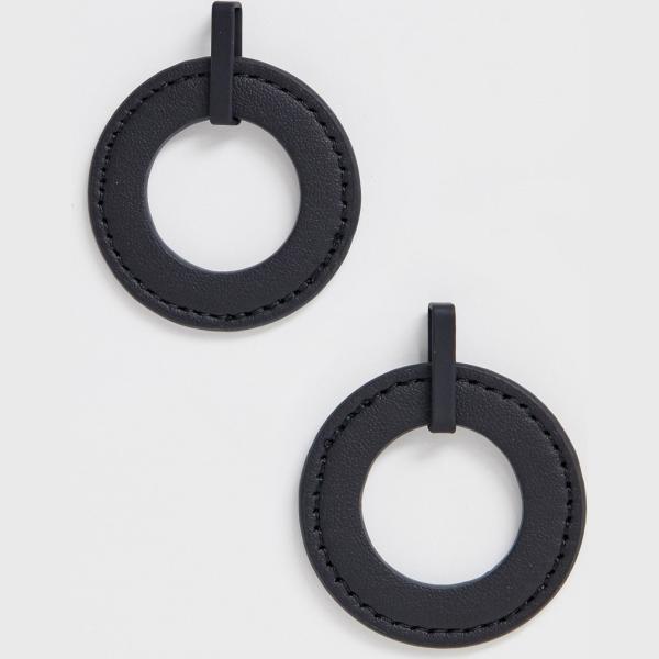 Orecchini collo aperto in pelle sintetica nero Asos Design