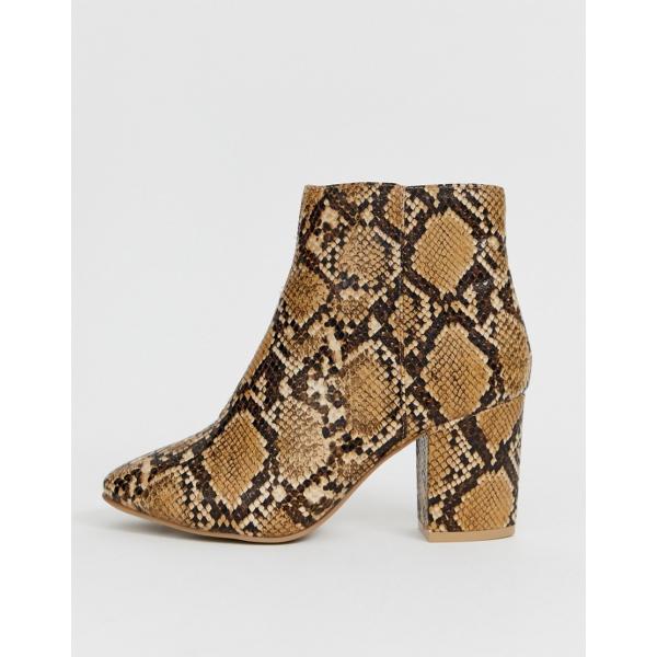 Stivali motivo serpente con tacco largo e zip New Look