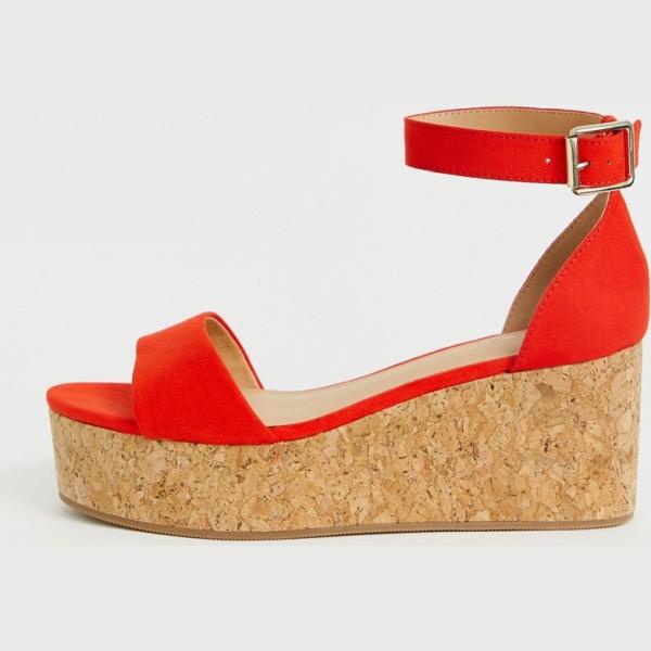 Sandali flatform contrasto collo aperto arancione New Look
