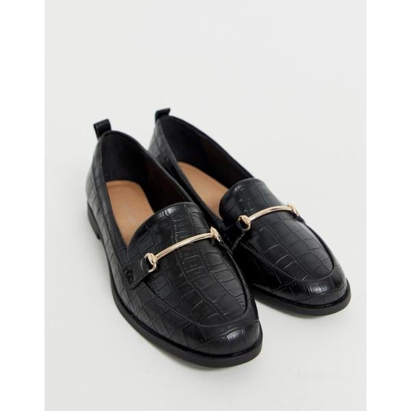 Mocassini con punta smussata in pelle sintetica nero New Look