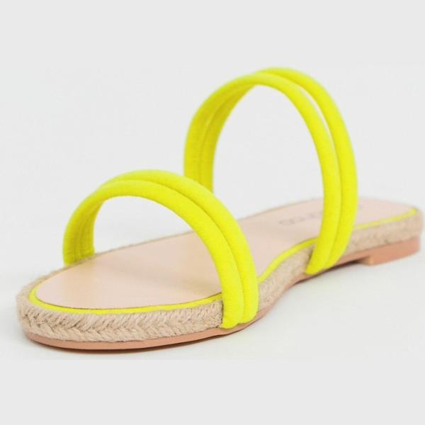 Sandali effetto strappato con spalline in denim suola piatta giallo Boohoo