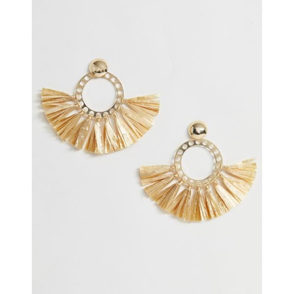 Orecchini farfalla collo aperto in rafia con nappine oro Asos Design