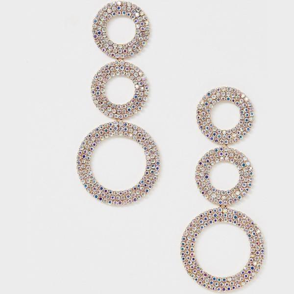 Orecchini pendenti con strass e cerchi oro True Decadence