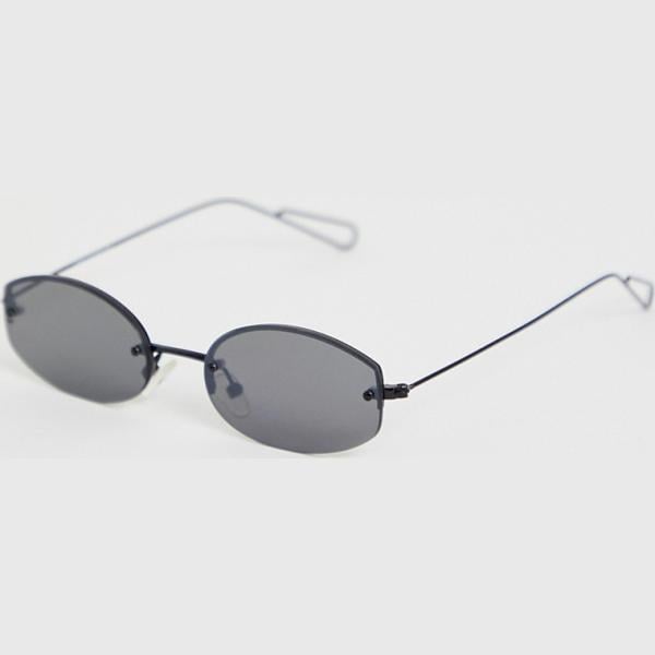 Occhiali da sole lenti scure stanghette sottili in denim nero Weekday