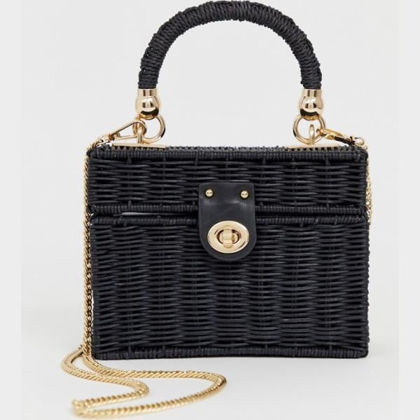 Borsa a tracolla con manico in paglia nero Liars & Lovers