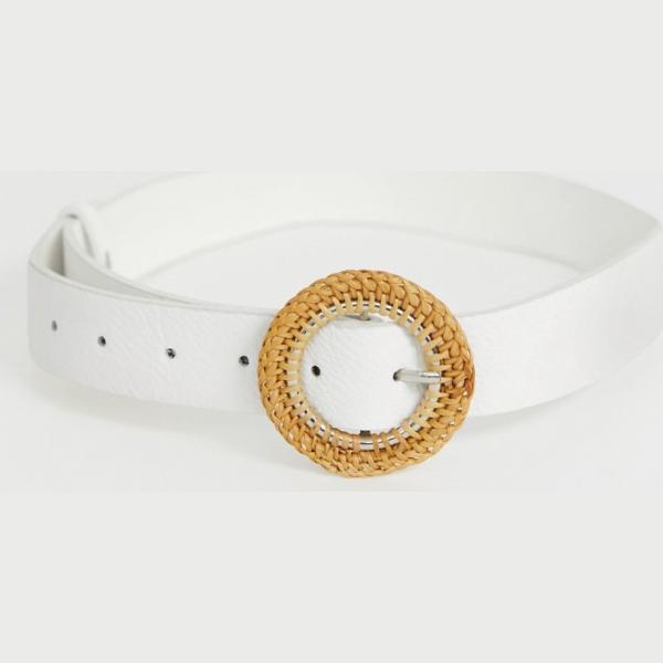 Cintura con fibbia in denim lunghezza regolabile bianco My Accessories