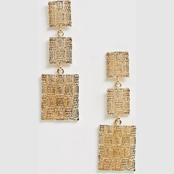 Orecchini pendenti con tacco squadrato oro South Beach
