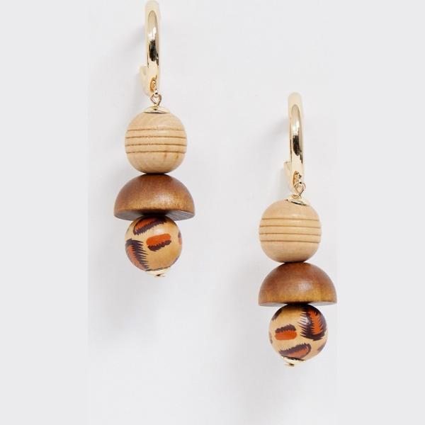 Orecchini pendenti petite con stampa e sfere oro Asos Design
