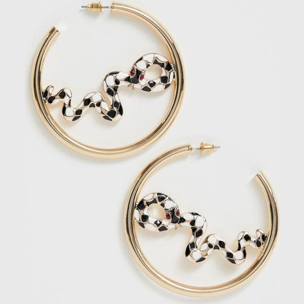 Orecchini petite motivo serpente collo aperto oro Asos Design