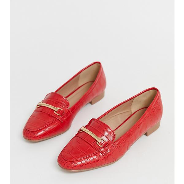 Mocassini pianta larga rosso New Look