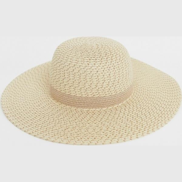 Cappello contrasto con fasce in paglia rosa Pimkie
