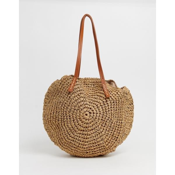 Shopping bag a calamita in paglia con tasca interna Warehouse