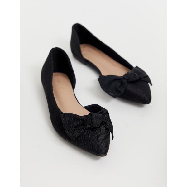 Ballerine con fiocco nero New Look