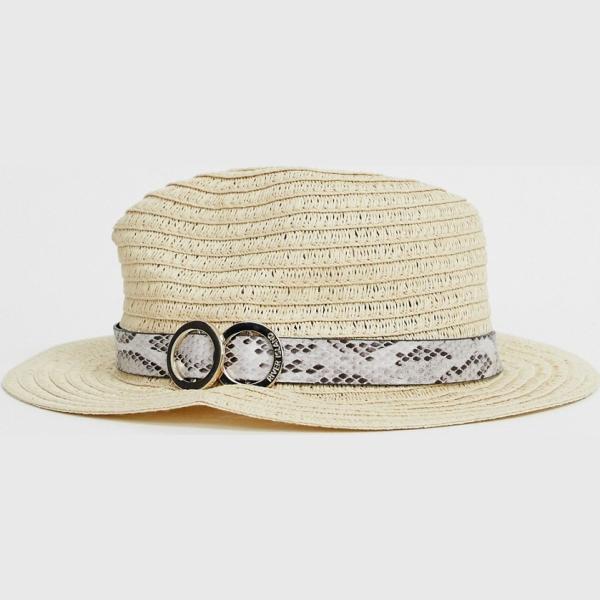 Cappello motivo serpente con fasce in paglia River Island