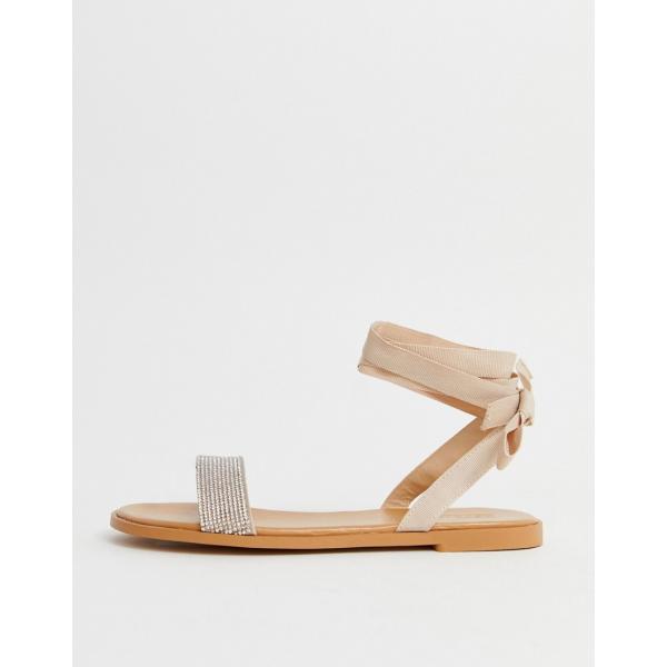 Sandali petite collo aperto con laccetti pianta larga suola piatta Asos Design
