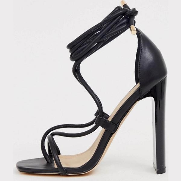 Sandali con stringhe collo aperto con laccetti nero Truffle Collection