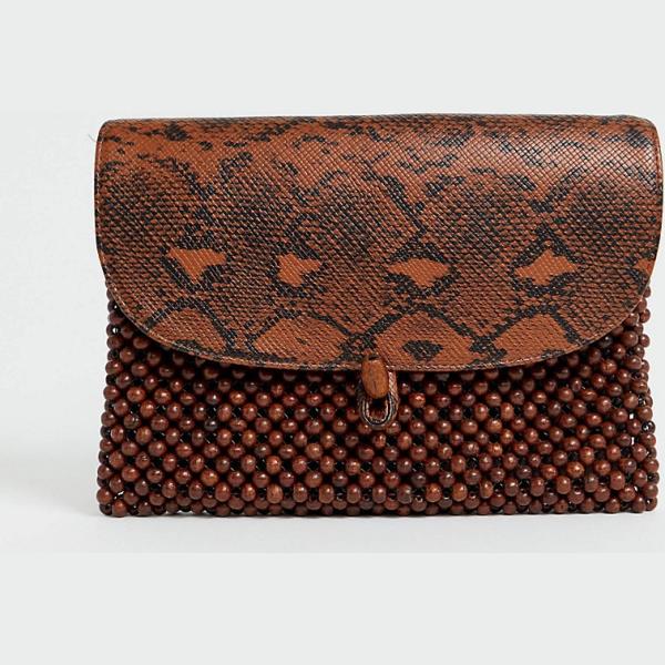 Pochette motivo serpente con perline Glamorous