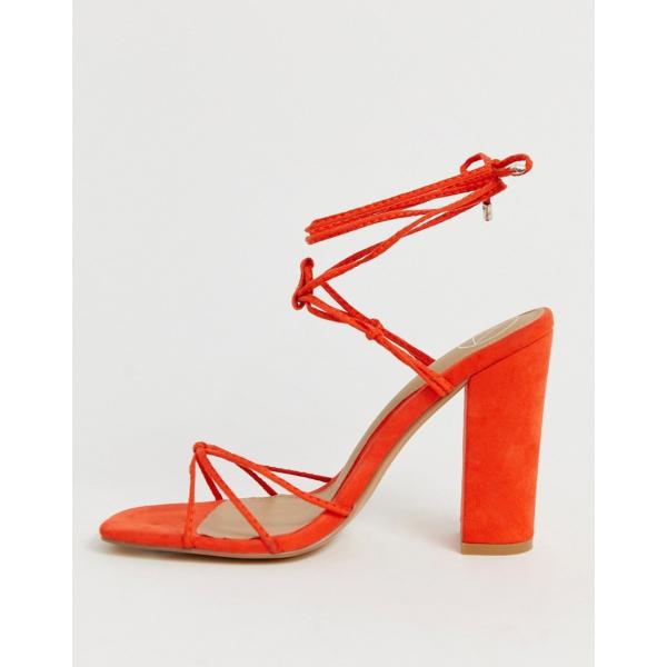 Sandali con nodi e tacco largo collo aperto Missguided