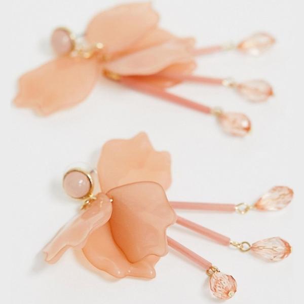 Orecchini pendenti petite farfalla con perline oro Asos Design