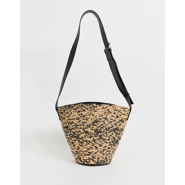 Borsa a tracolla secchiello contrasto con cinturino in paglia & Other Stories