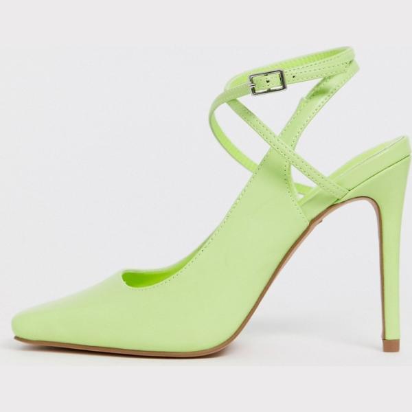 Scarpe petite con tacco spillo e punta quadrata verde Asos Design