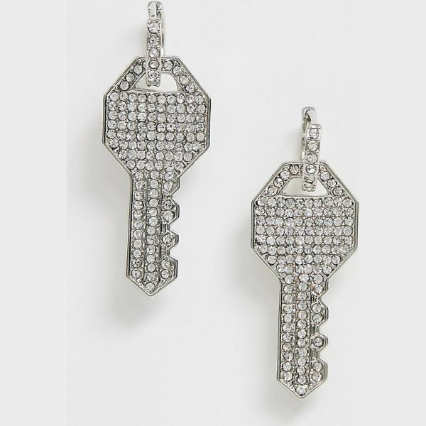 Orecchini pendenti con strass e stampa a scatto Glamorous