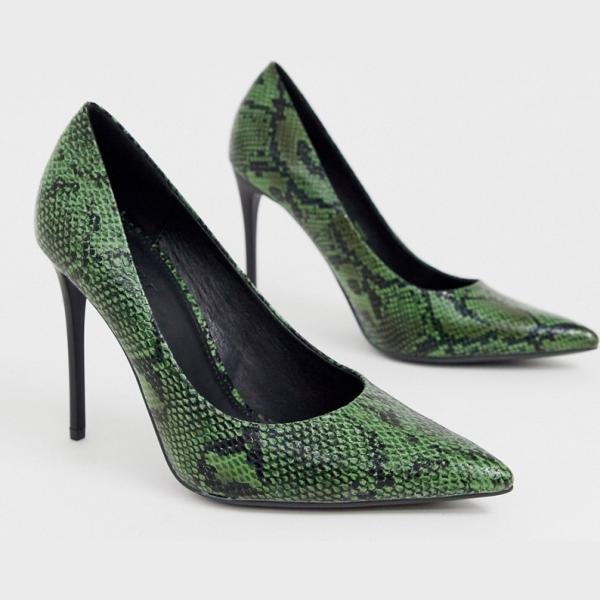 Scarpe animalier con tacco spillo a punta verde Truffle Collection