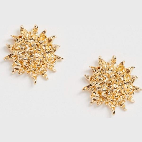 Orecchini a bottone petite farfalla effetto testurizzato oro Asos Design