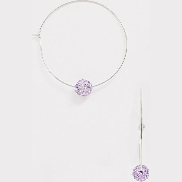 Orecchini petite a scatto argento e viola Asos Design