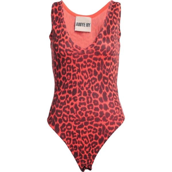 Corpo da donna in bordeaux animalier lavorato a maglia con scollo senza tasche senza maniche in poliestere Aniye By