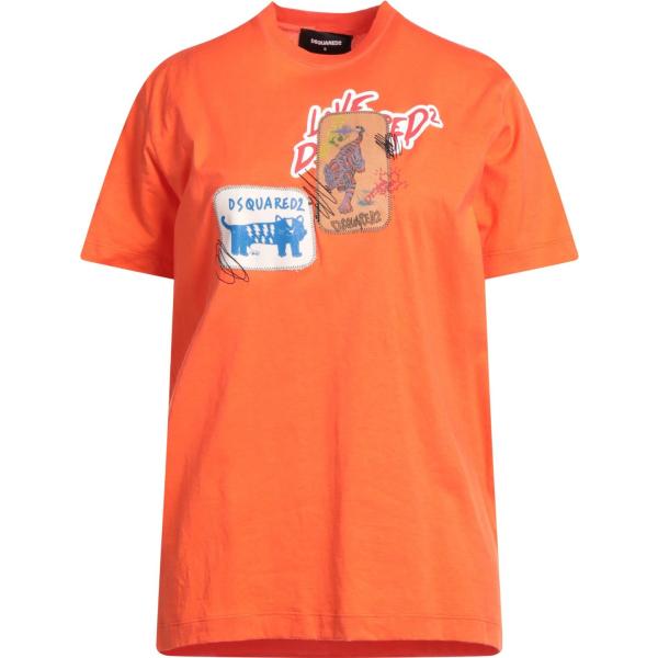 t-shirt Dsquared2 arancione tinta unita
