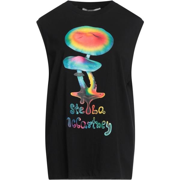 T-shirt da donna in nero pece con stampe girocollo a maniche corte in cotone STELLA McCARTNEY STELLA McCARTNEY
