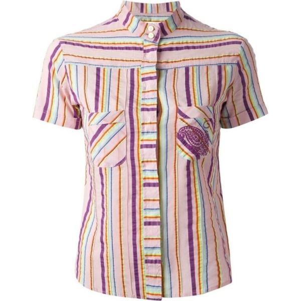 camicie a manica corta Romeo Gigli viola a righe