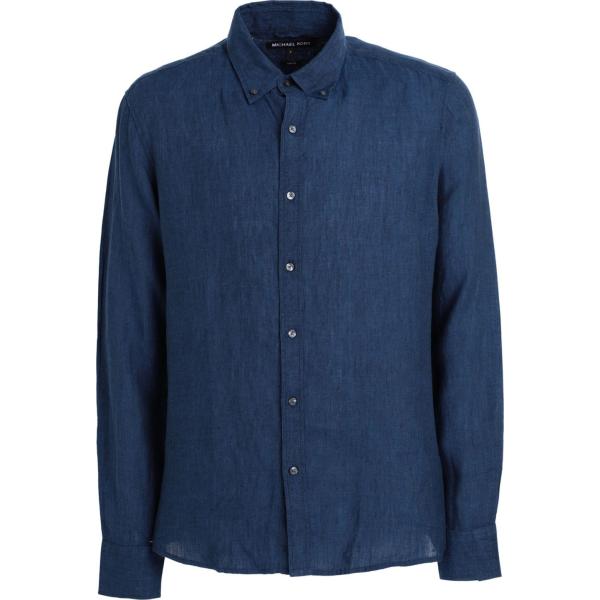 camicie Michael Kors Mens blu tinta unita