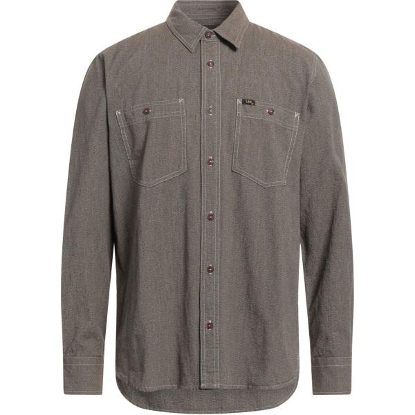 camicie Lee 101 marrone tinta unita